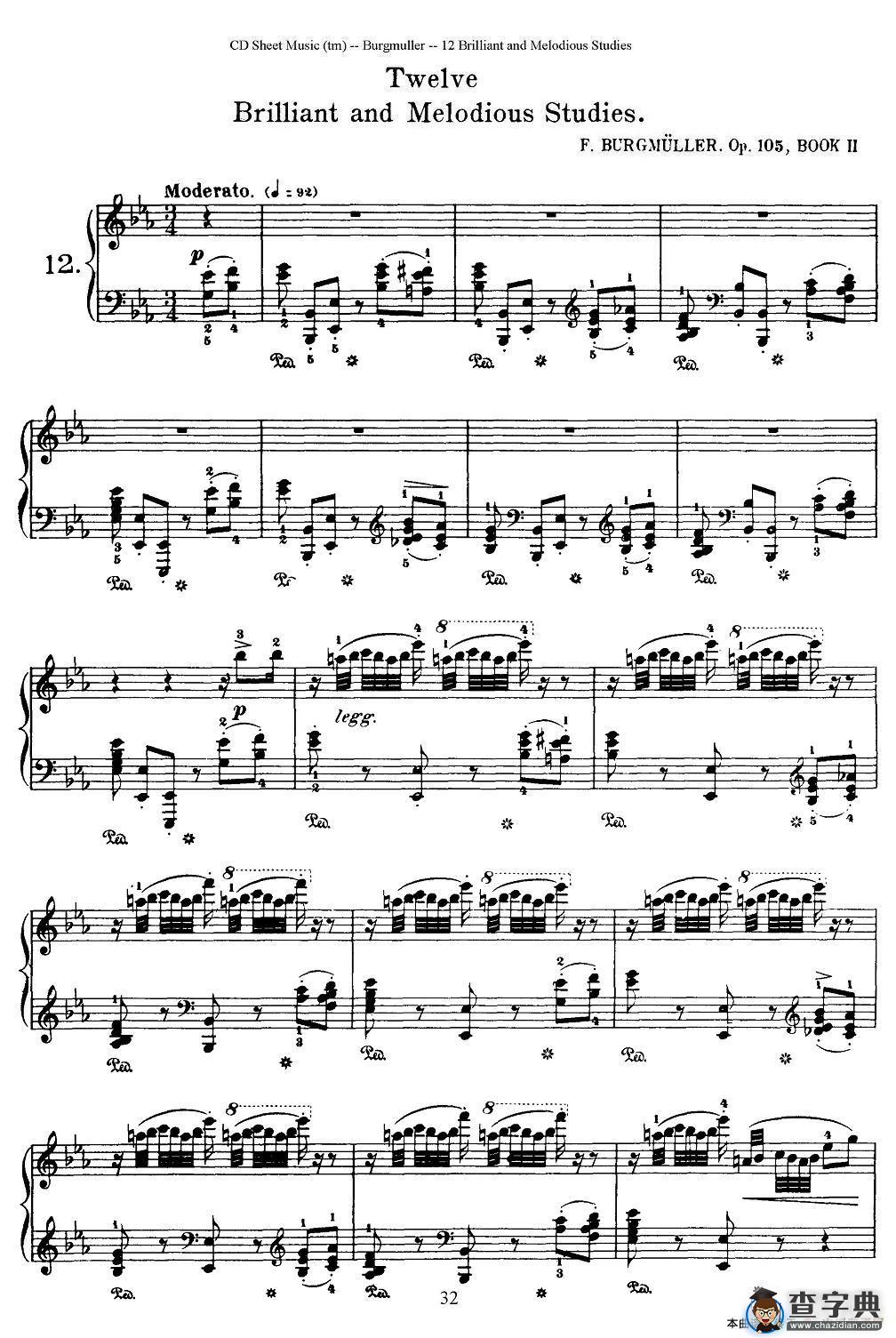 Burgmuller - 12 Brillian and Melodious Studies（12）