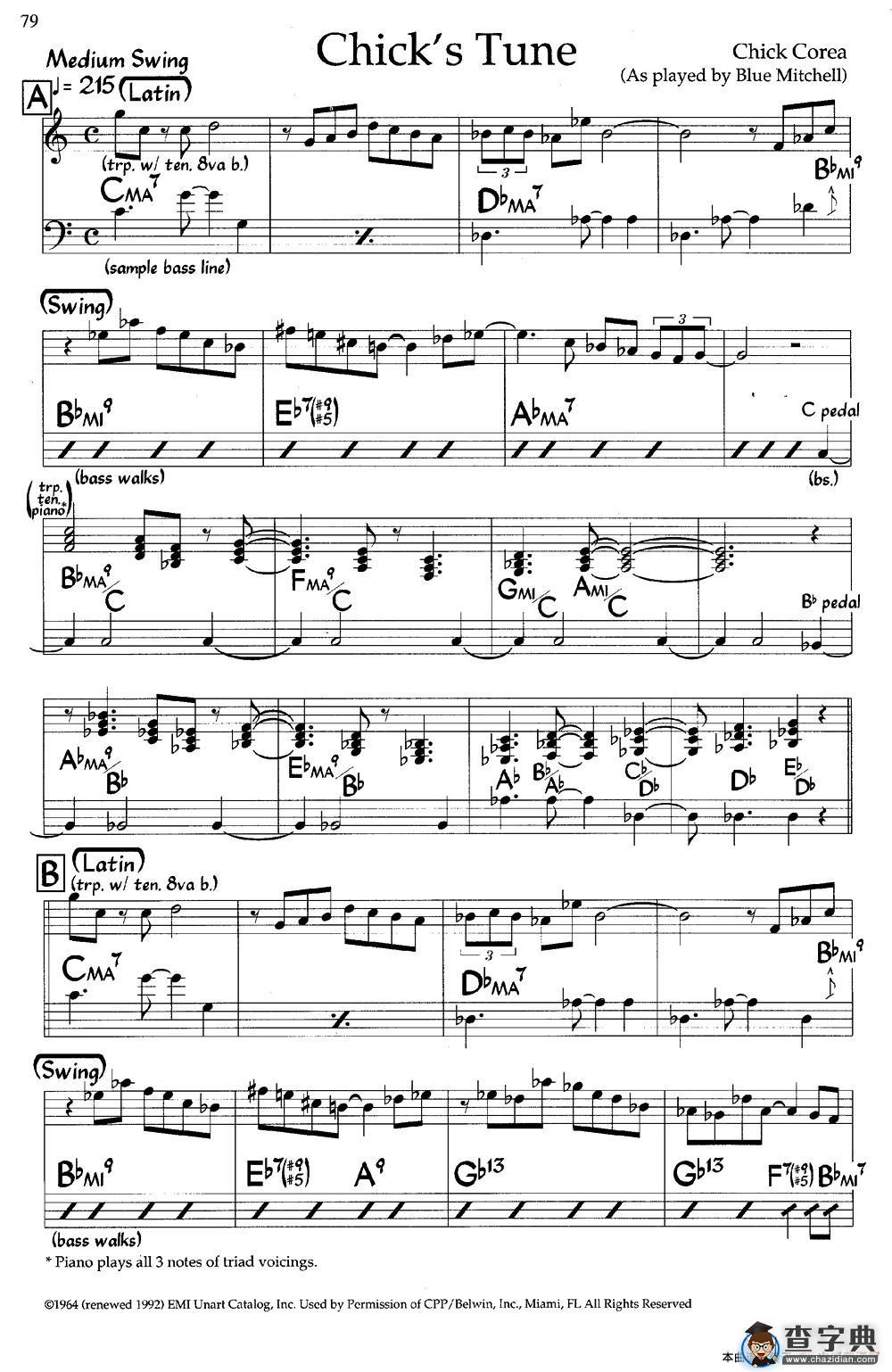 Chick's Tune（爵士钢琴曲）