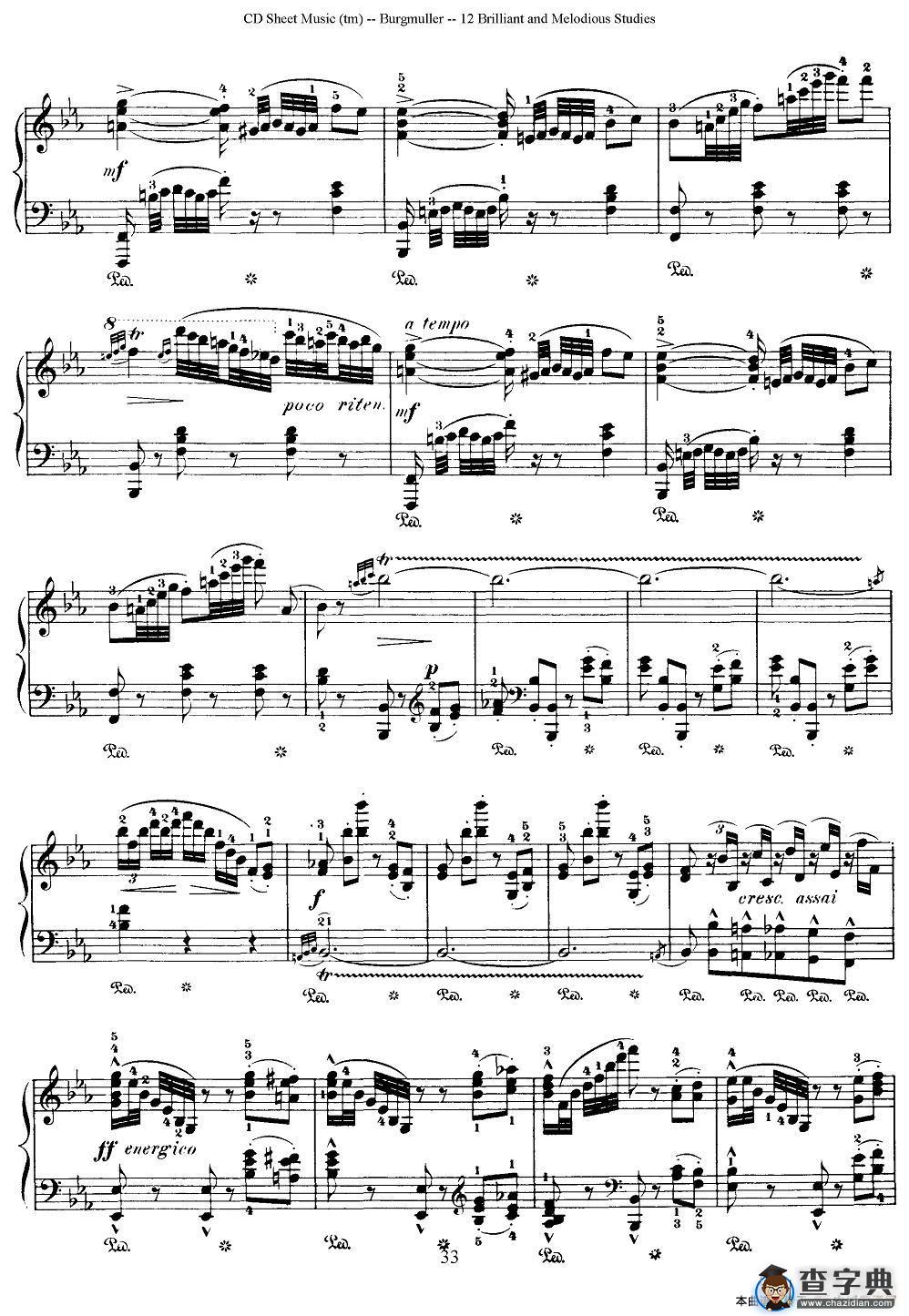 Burgmuller - 12 Brillian and Melodious Studies（12）