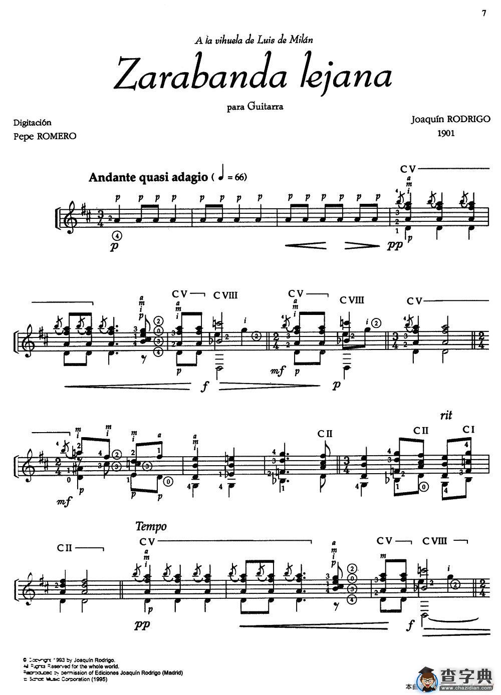 Joaquin Rodrigo Music for Guitar（罗德里戈吉他音乐P7-11）（古典吉他）