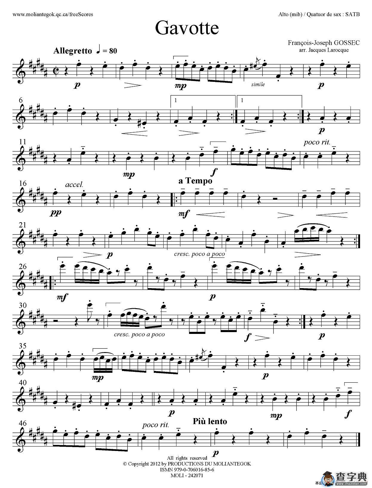 Gavotte（四重奏分谱）