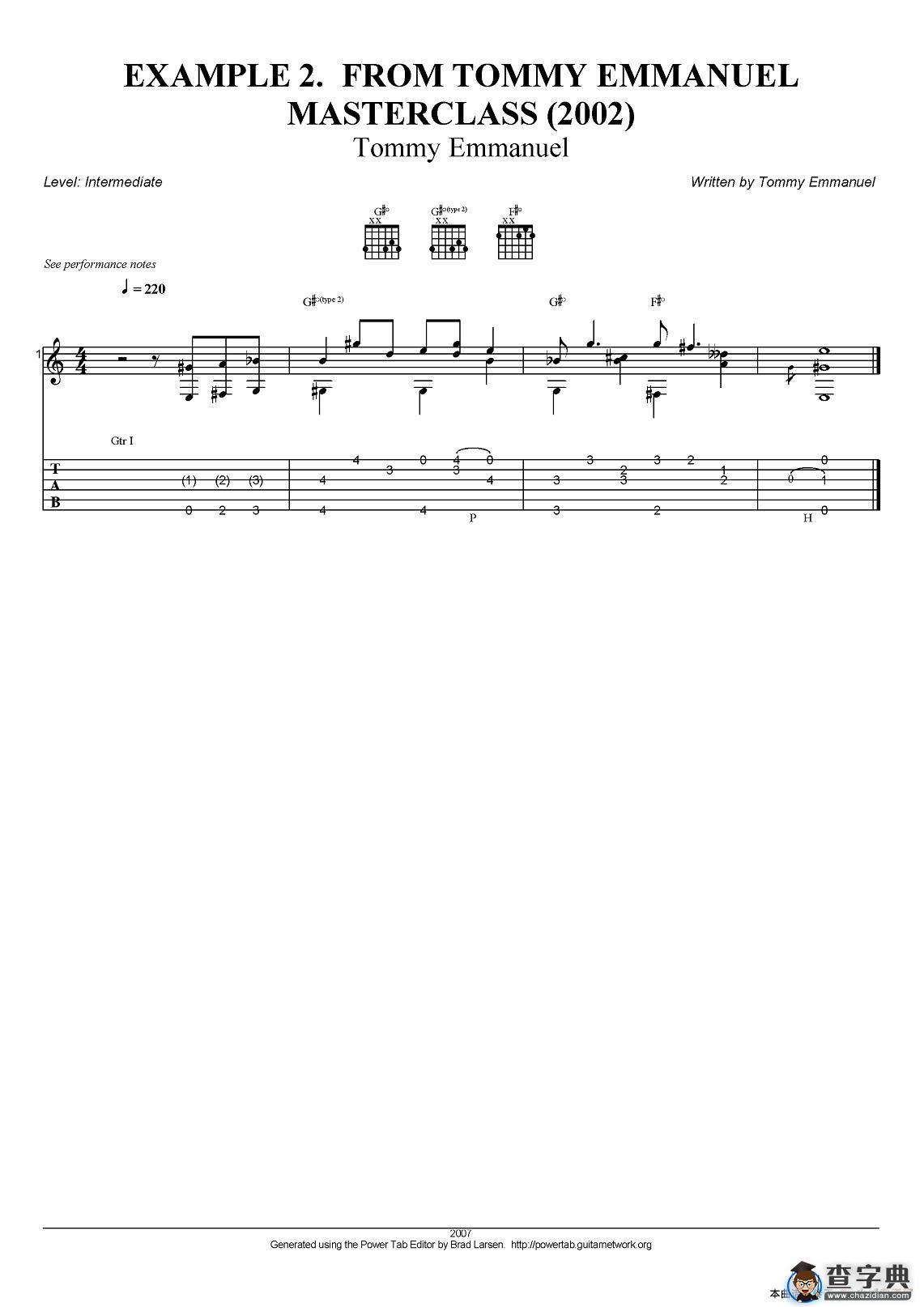 tommy emmanuel：masterclass example-2（指弹吉他）