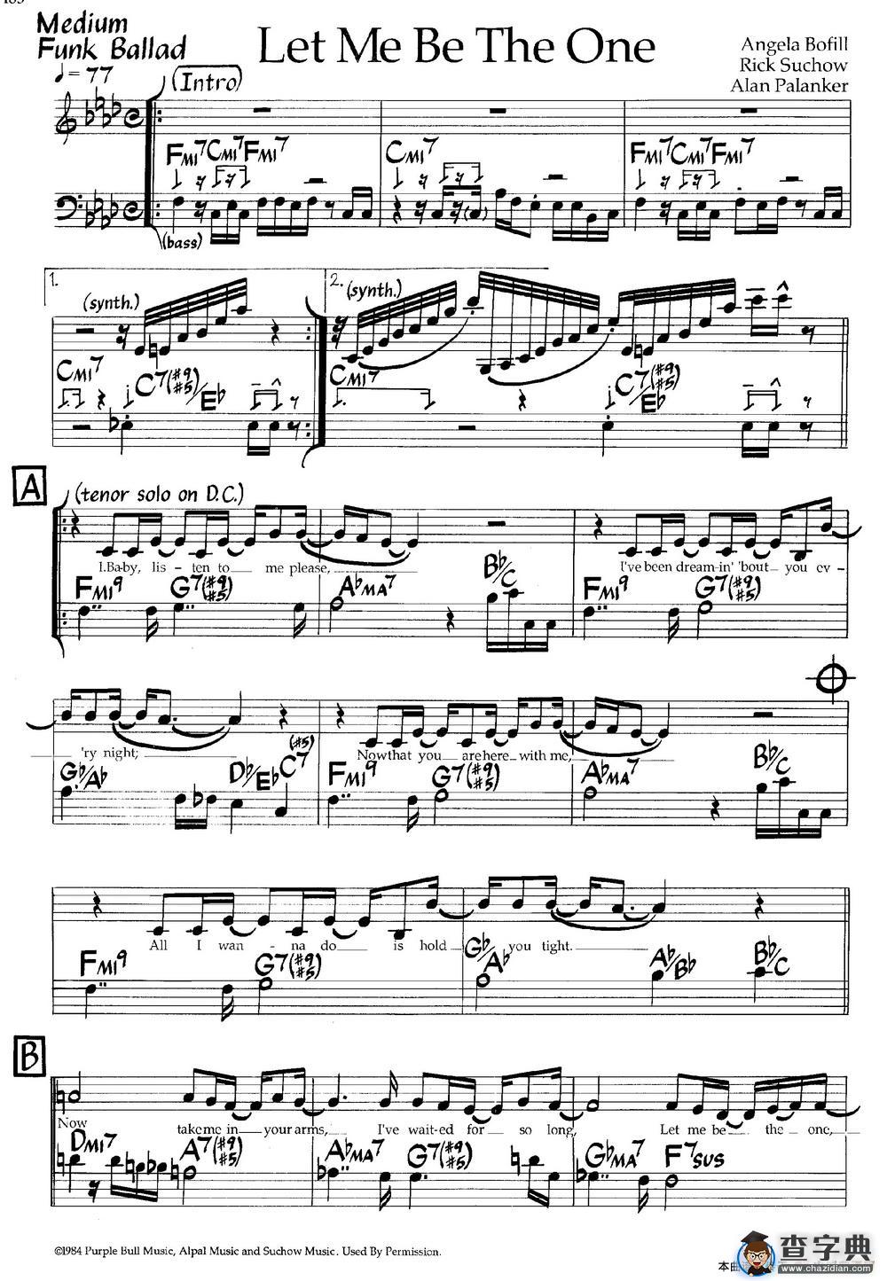 Let Me Be The One（爵士钢琴曲）