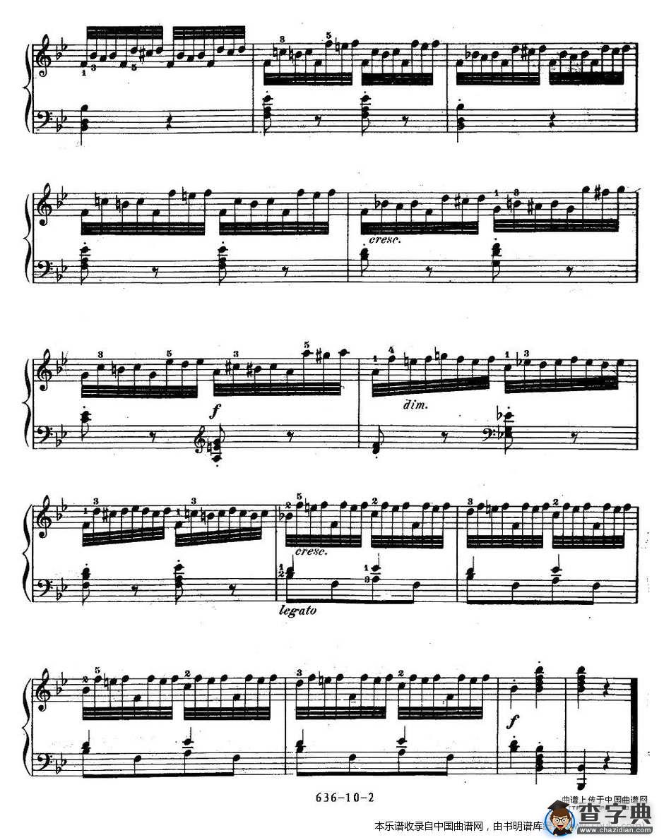 《车尔尼钢琴手指灵巧初步练习曲》OP.636-10