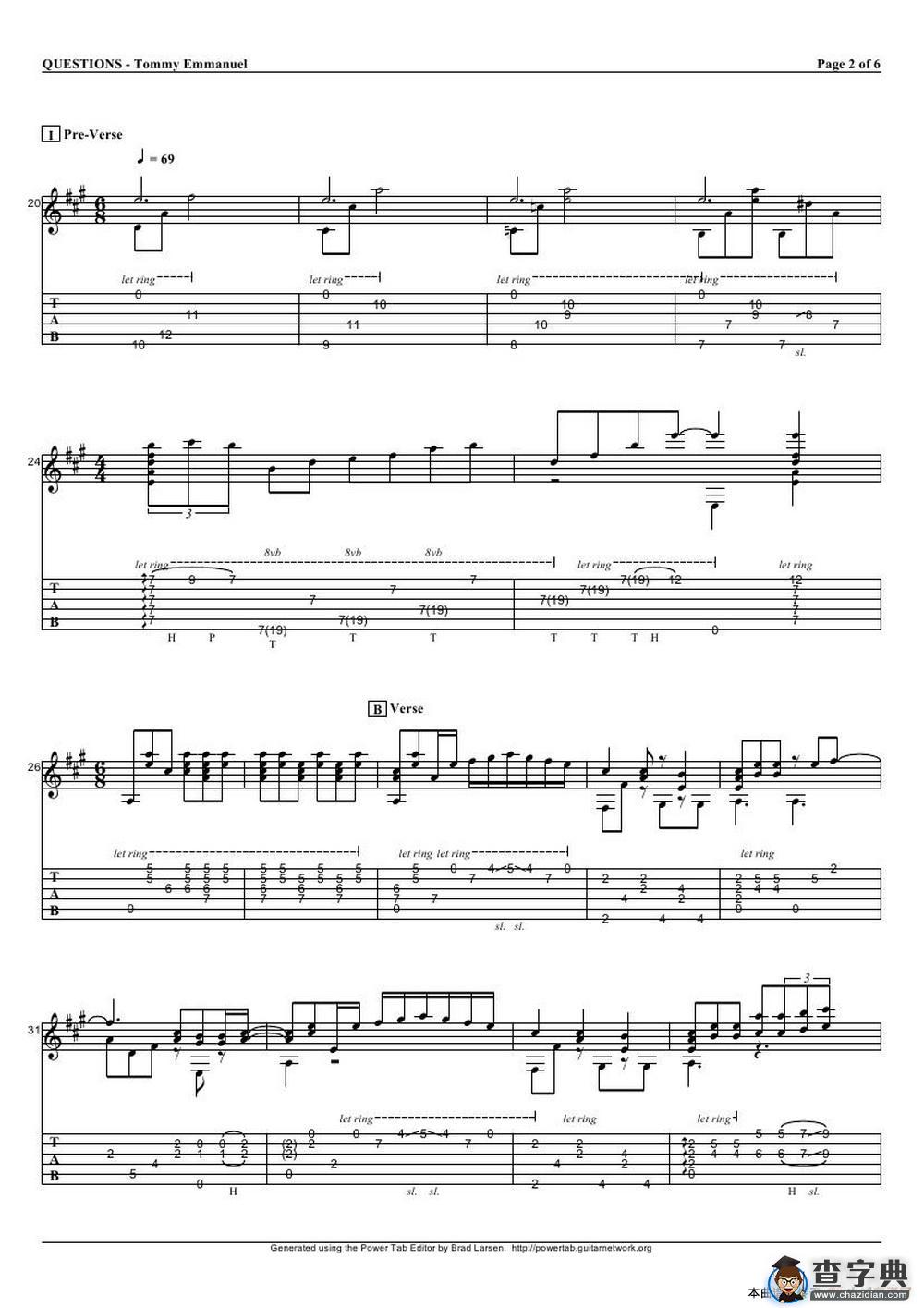 tommy emmanuel： questions（指弹吉它）