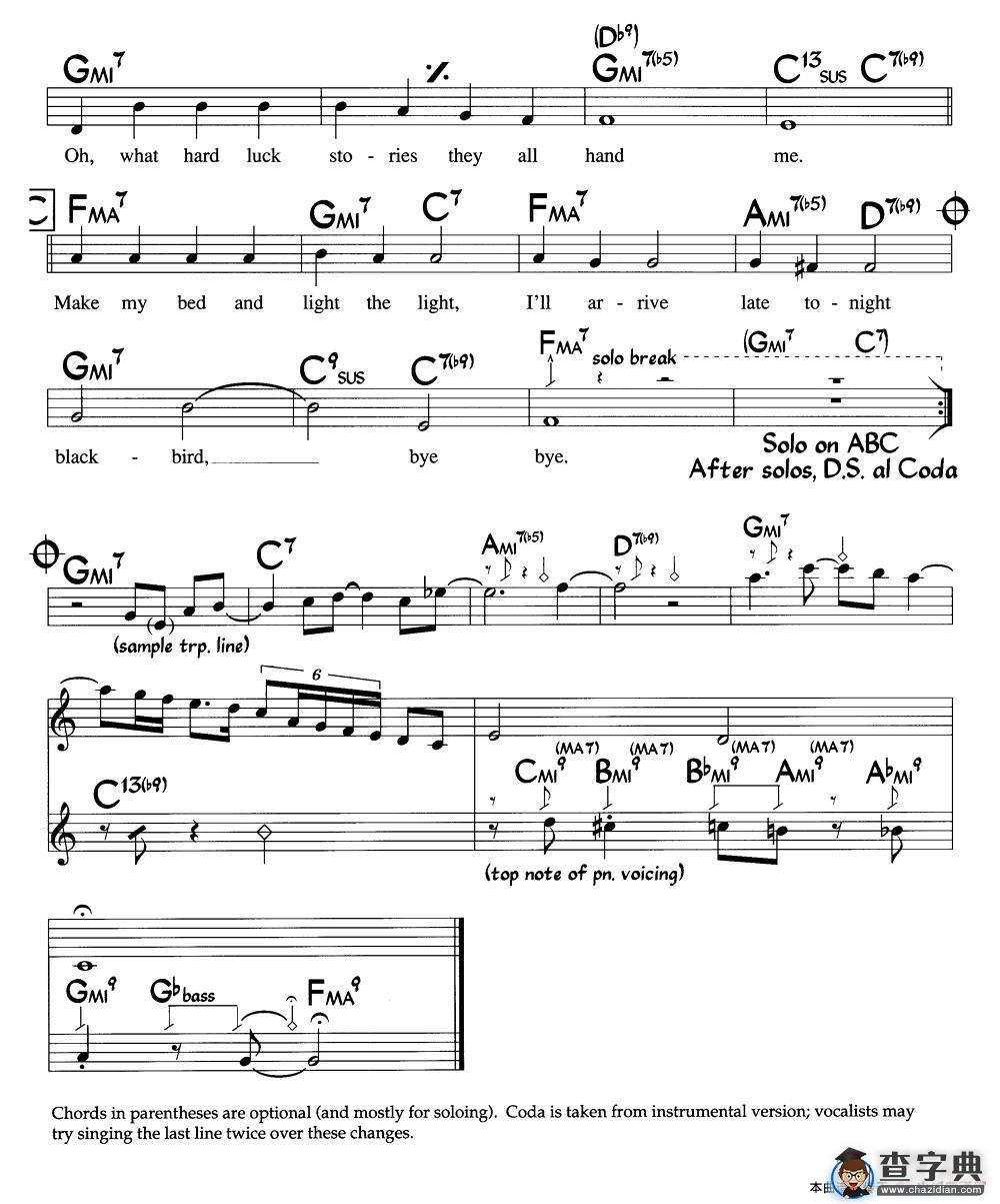 Bye Bye Blackbird（爵士钢琴曲）