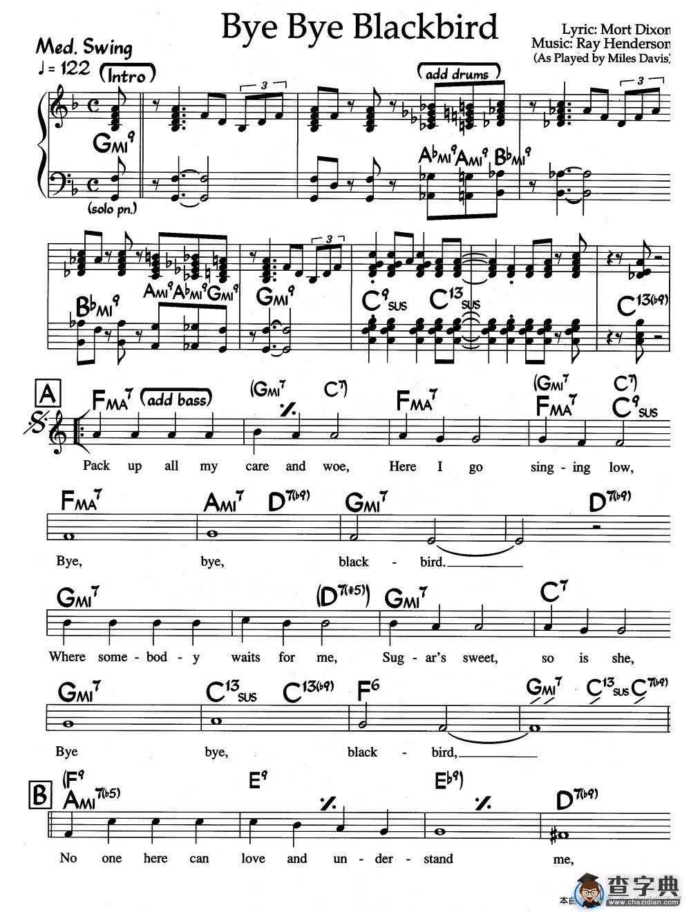Bye Bye Blackbird（爵士钢琴曲）