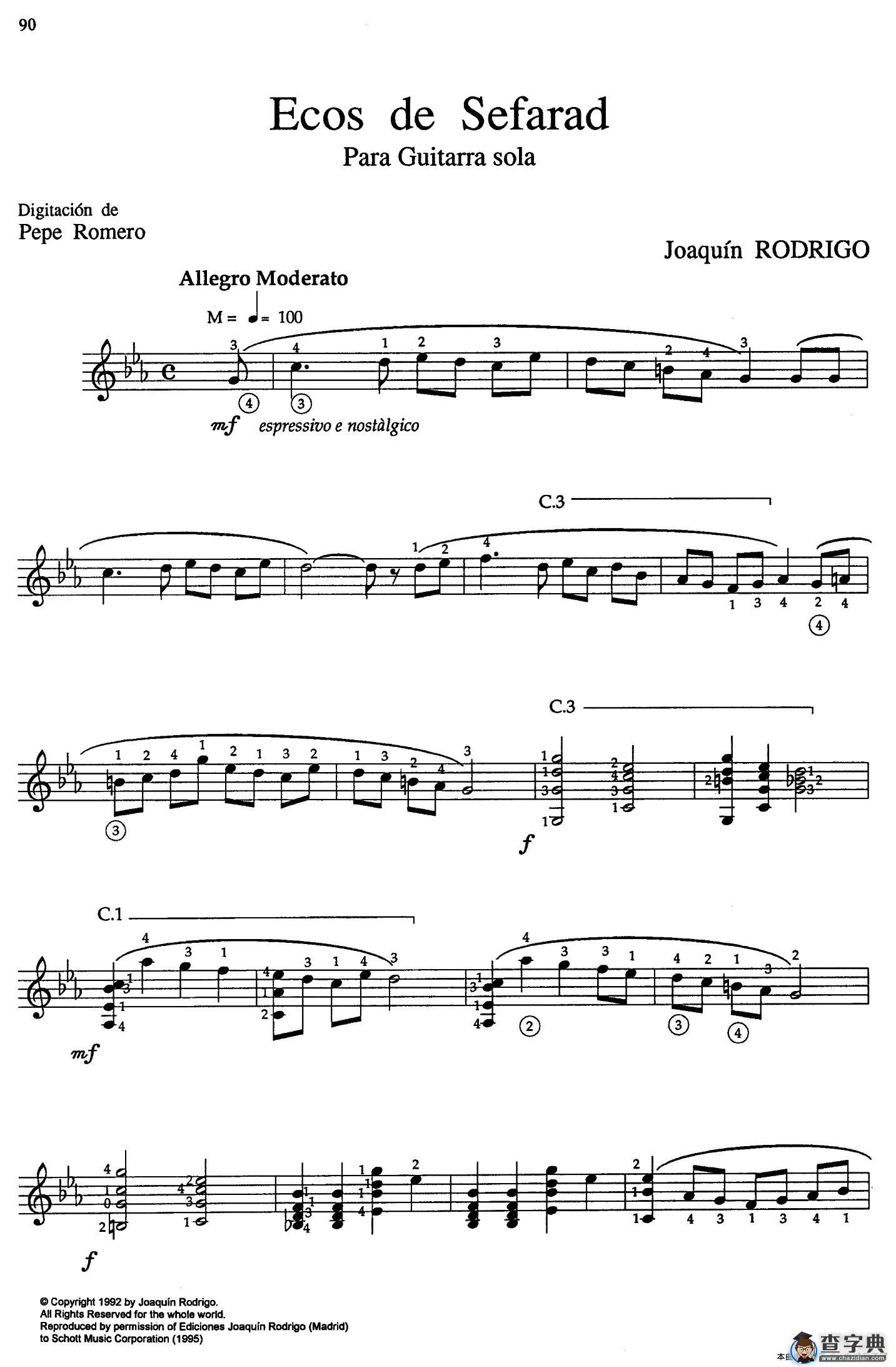 Joaquin Rodrigo Music for Guitar（罗德里戈吉他音乐P90-94（古典吉他）