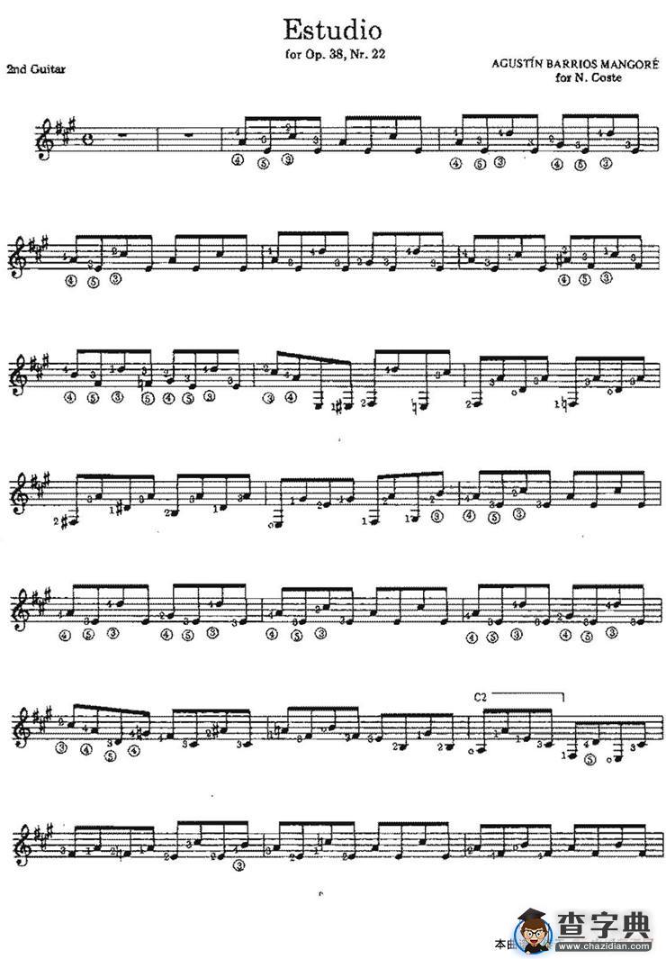 Estudio（for Op.38no.22）（古典吉他）