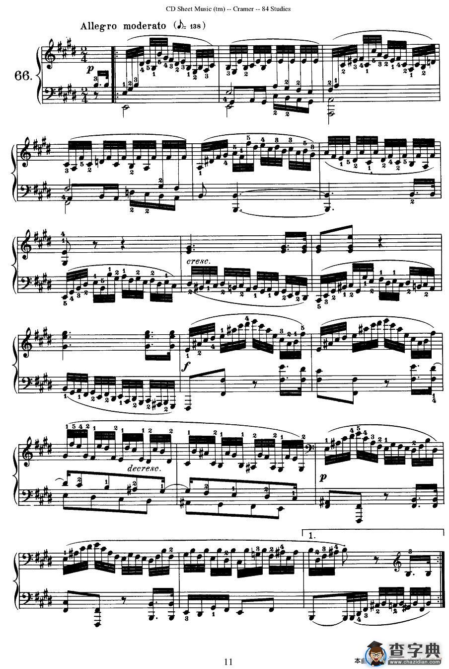 Cramer - 84 exercices（66—70）（克拉莫84首钢琴练习曲）
