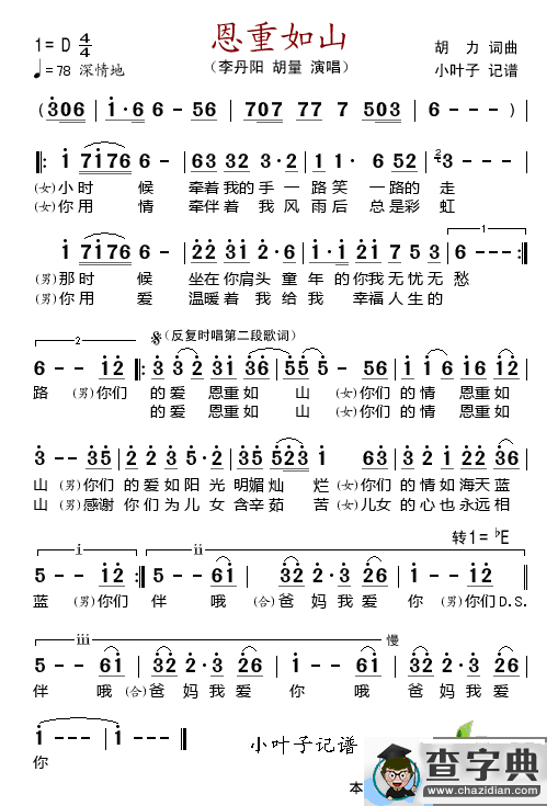 恩重如山（胡力 词曲）