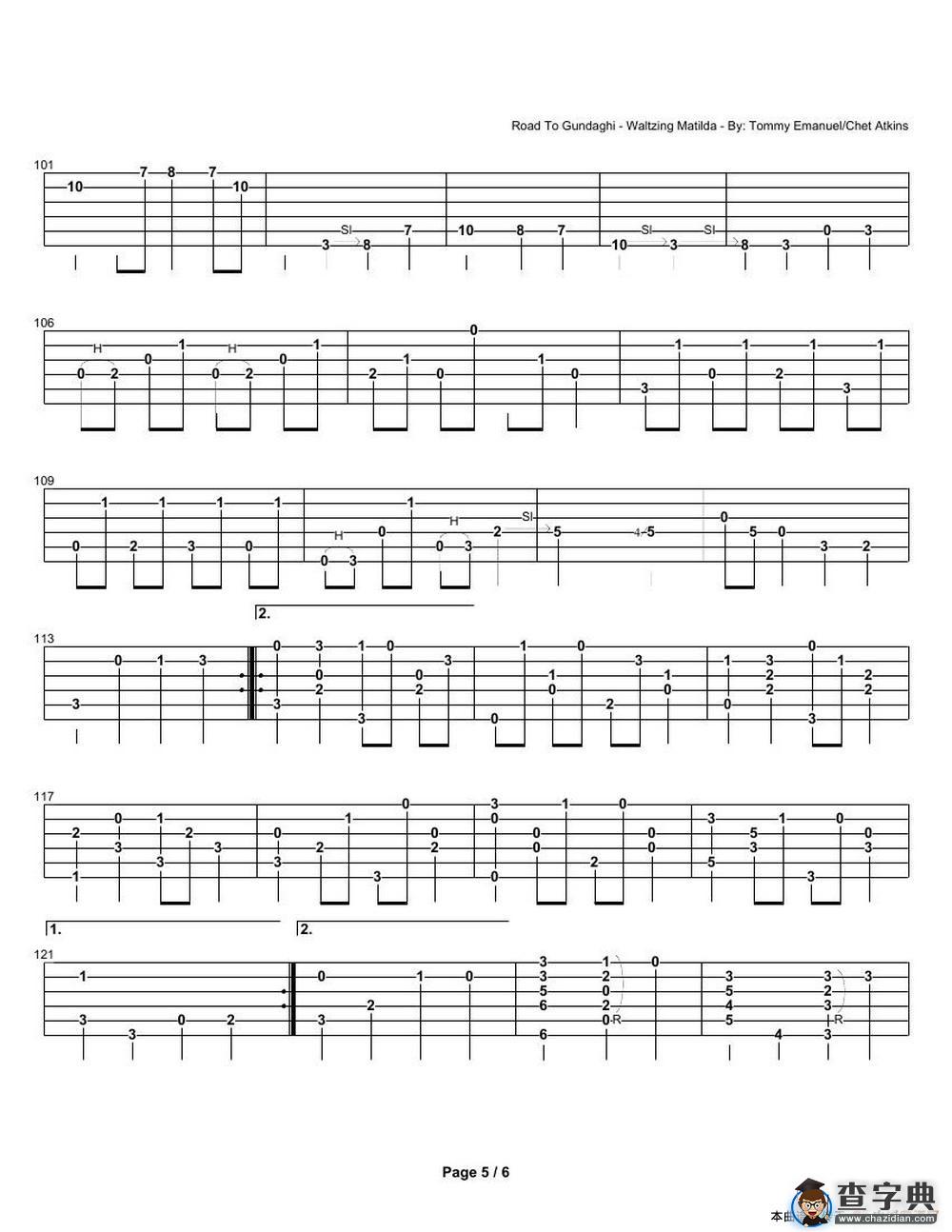 tommy emmanuel： road to gundaghi waltzing matilda（指弹吉它）