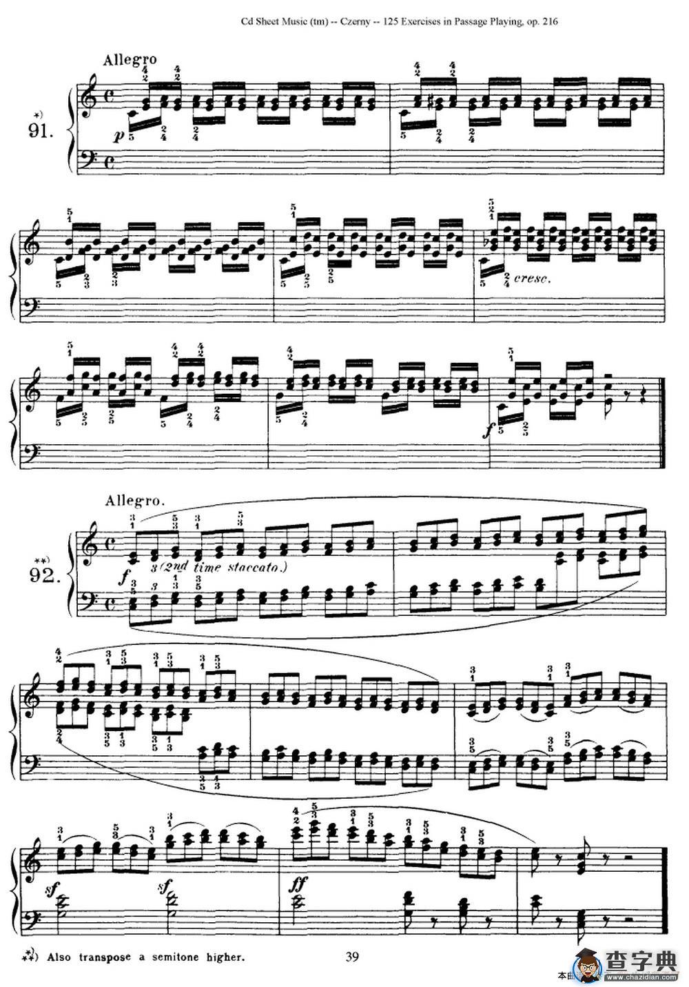 125 Exercises in Passage Playing Op.261（车尔尼125首钢琴短乐句练习曲（79——94）