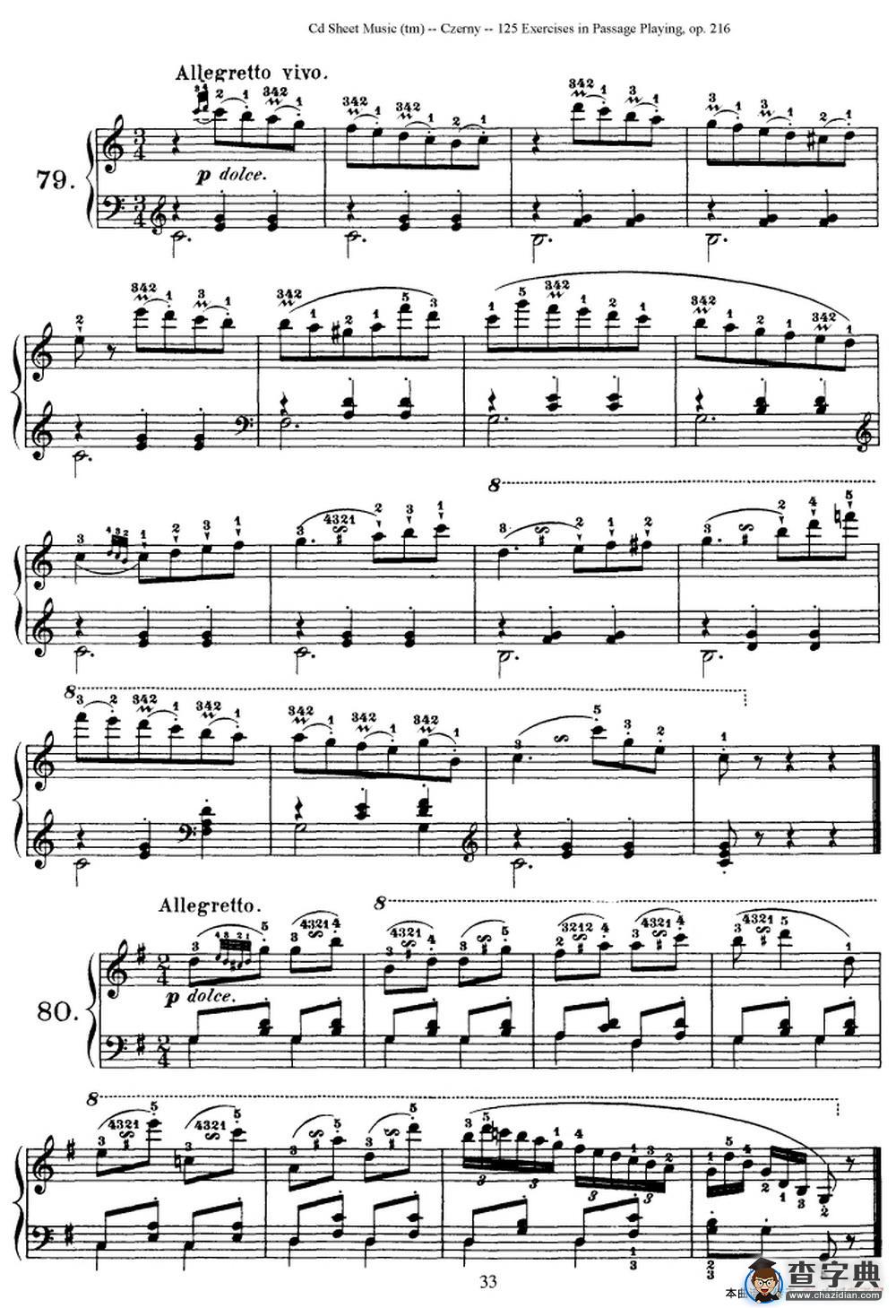 125 Exercises in Passage Playing Op.261（车尔尼125首钢琴短乐句练习曲（79——94）