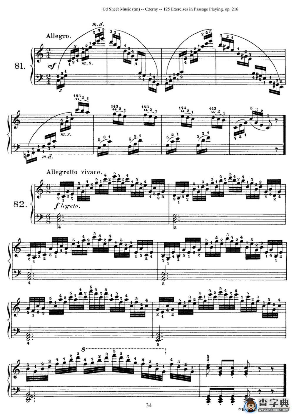 125 Exercises in Passage Playing Op.261（车尔尼125首钢琴短乐句练习曲（79——94）