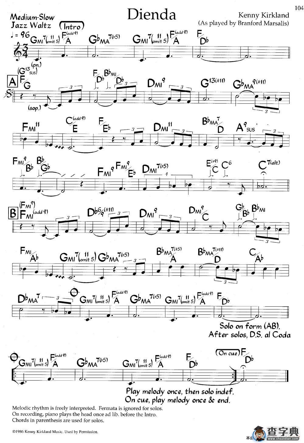 Dienda（爵士钢琴曲）