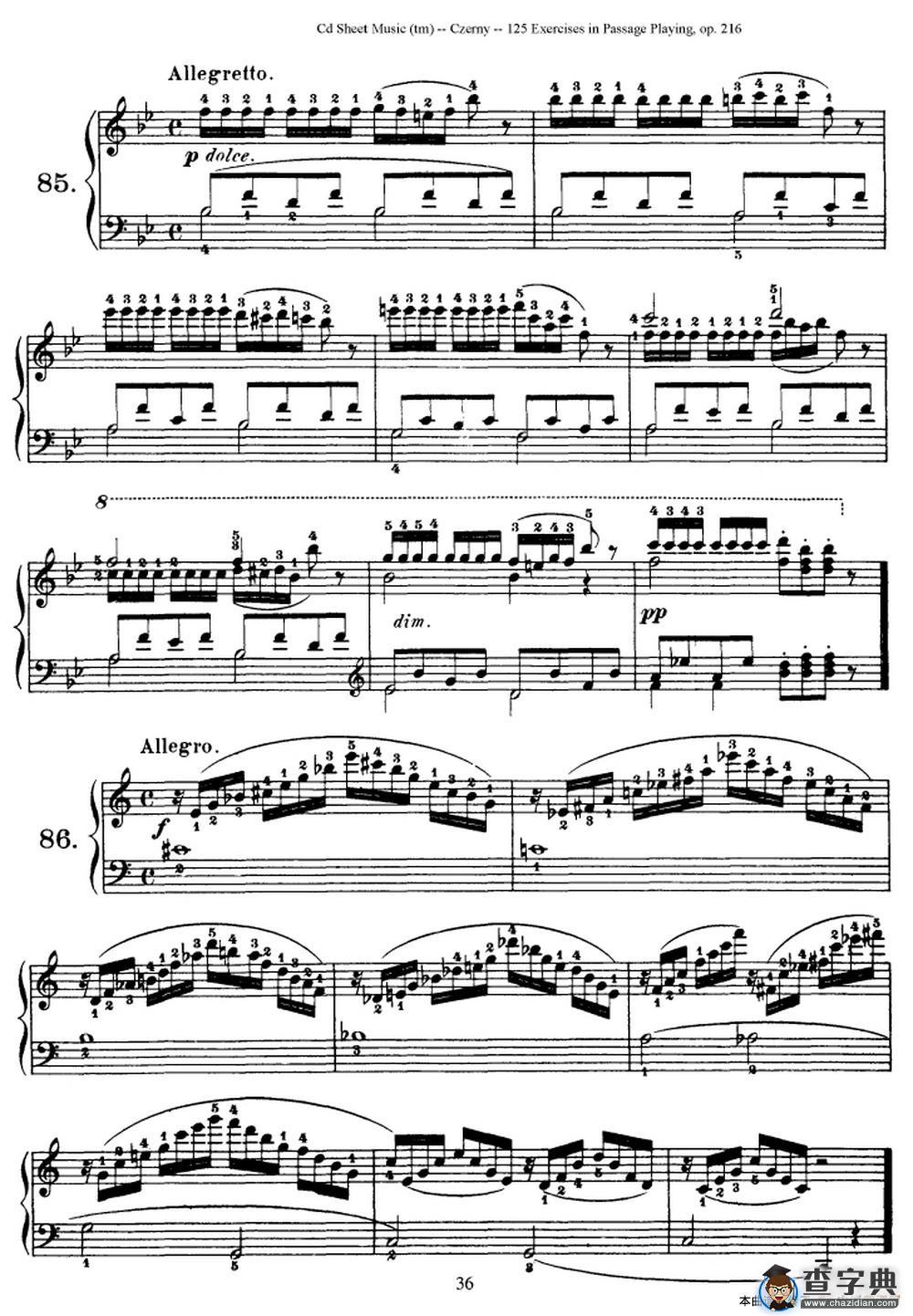 125 Exercises in Passage Playing Op.261（车尔尼125首钢琴短乐句练习曲（79——94）