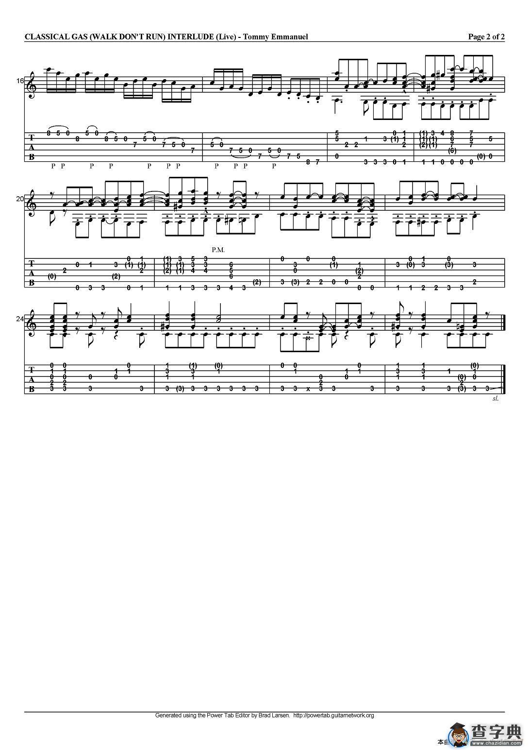 tommy emmanuel：classical gas（walk dont run）interlude