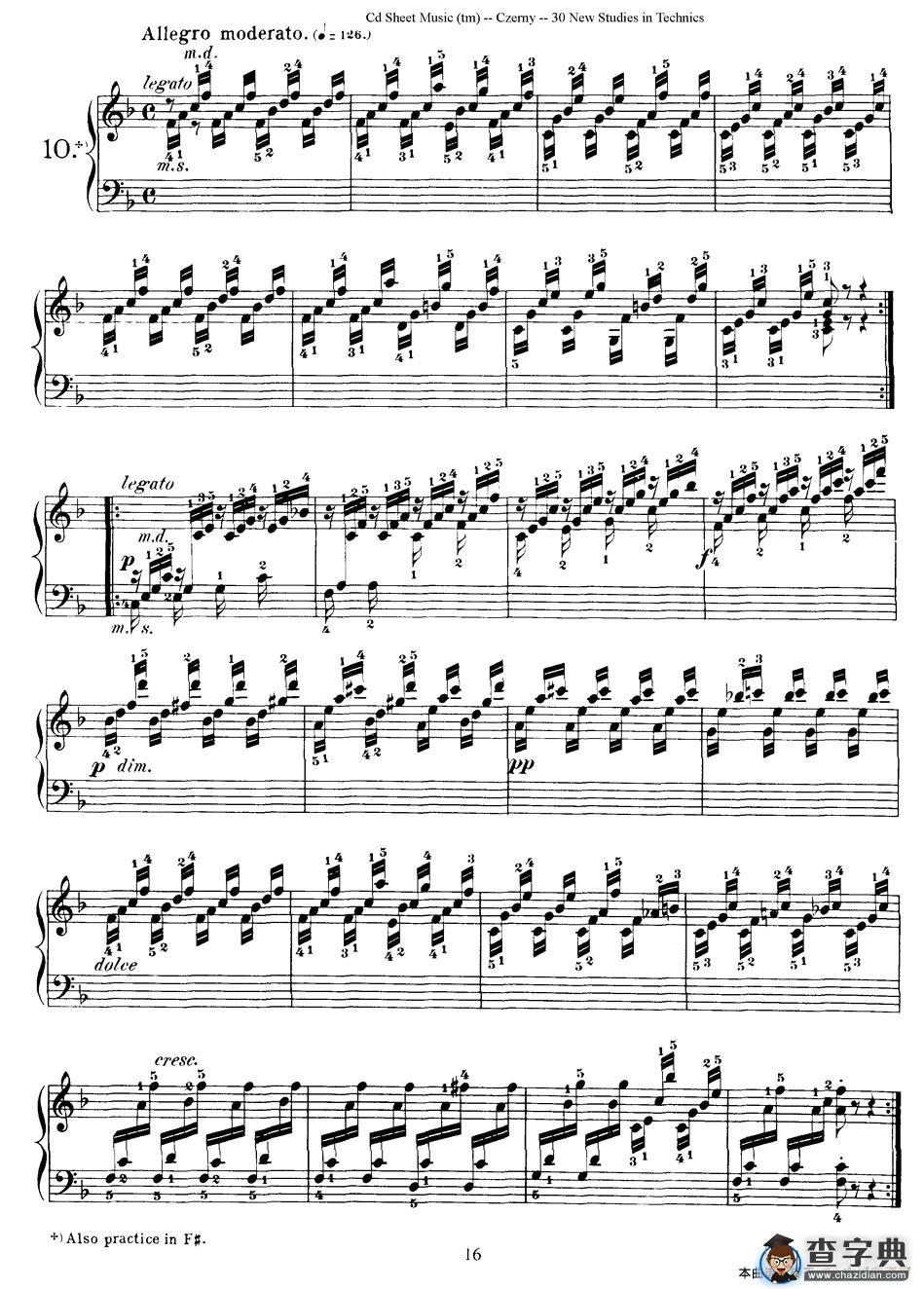 Czerny - 30 New Studies - 10（车尔尼Op849 - 30首练习曲）