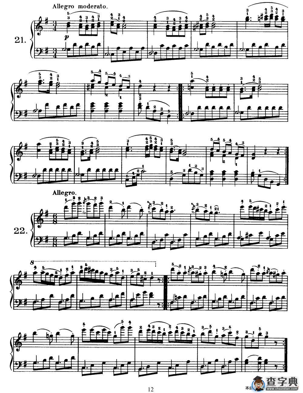 One Hundred and Ten Easy and Progressive Exercises Op.453（车尔尼110首简易练习曲 21——30）