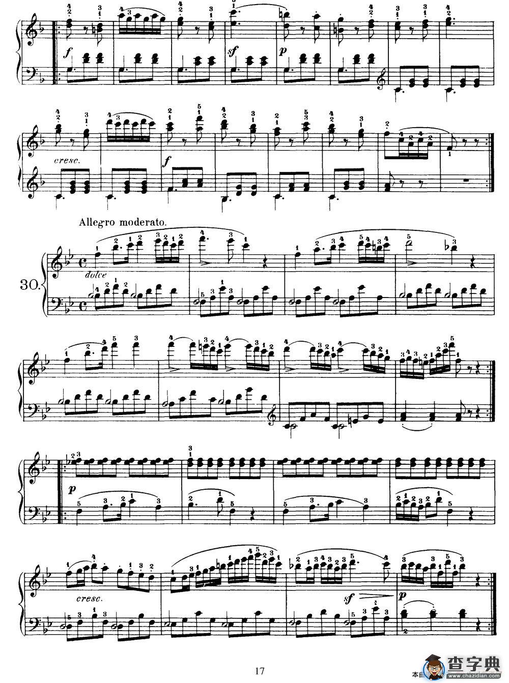 One Hundred and Ten Easy and Progressive Exercises Op.453（车尔尼110首简易练习曲 21——30）