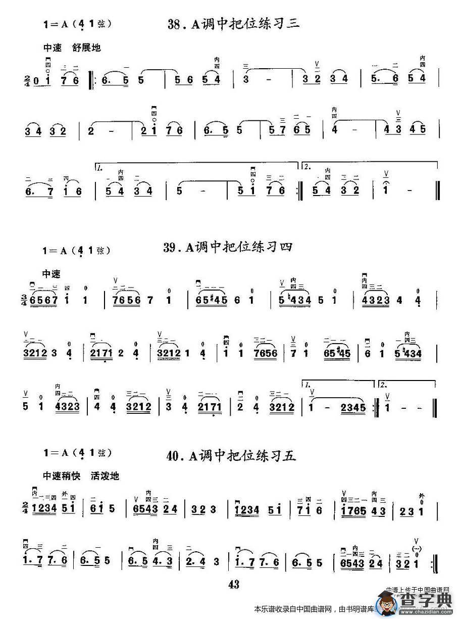 二胡微型练习曲：各调中把位练习