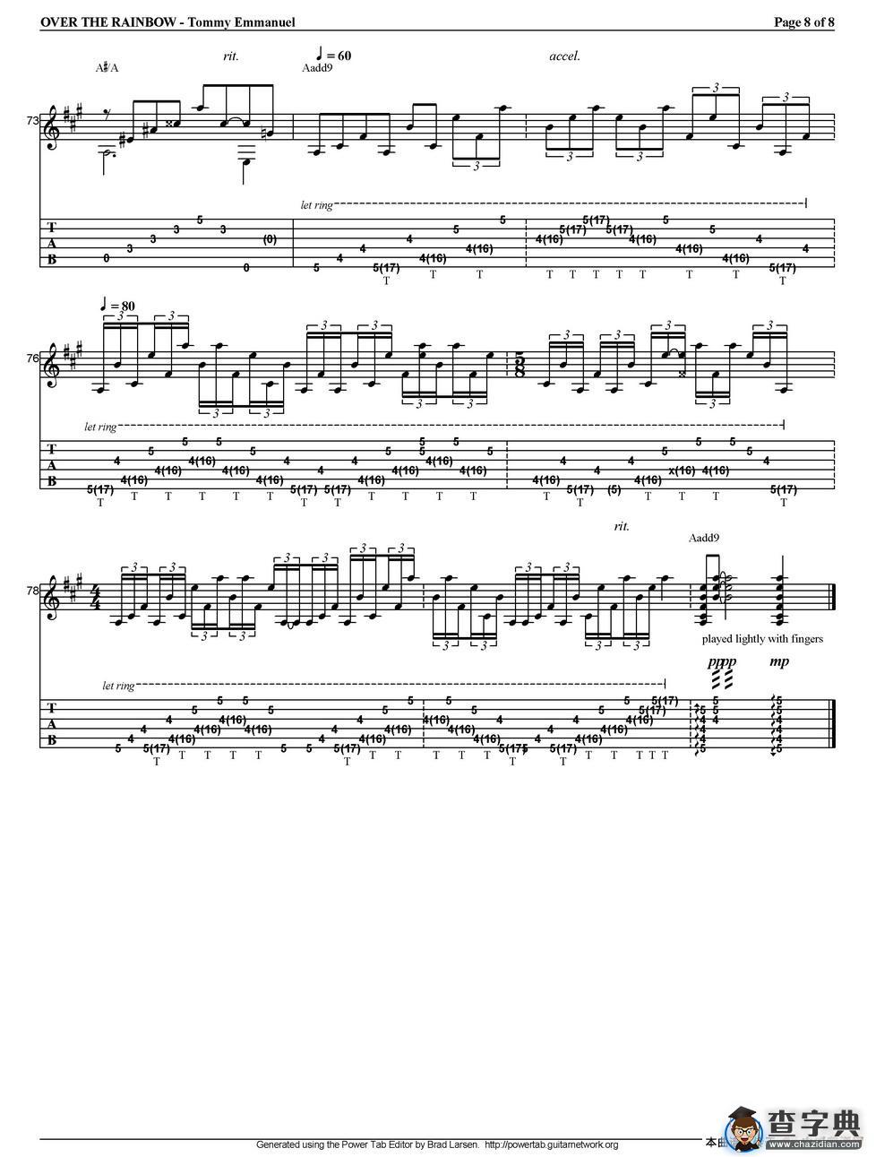 tommy emmanuel：over the rainbow（指弹吉他）