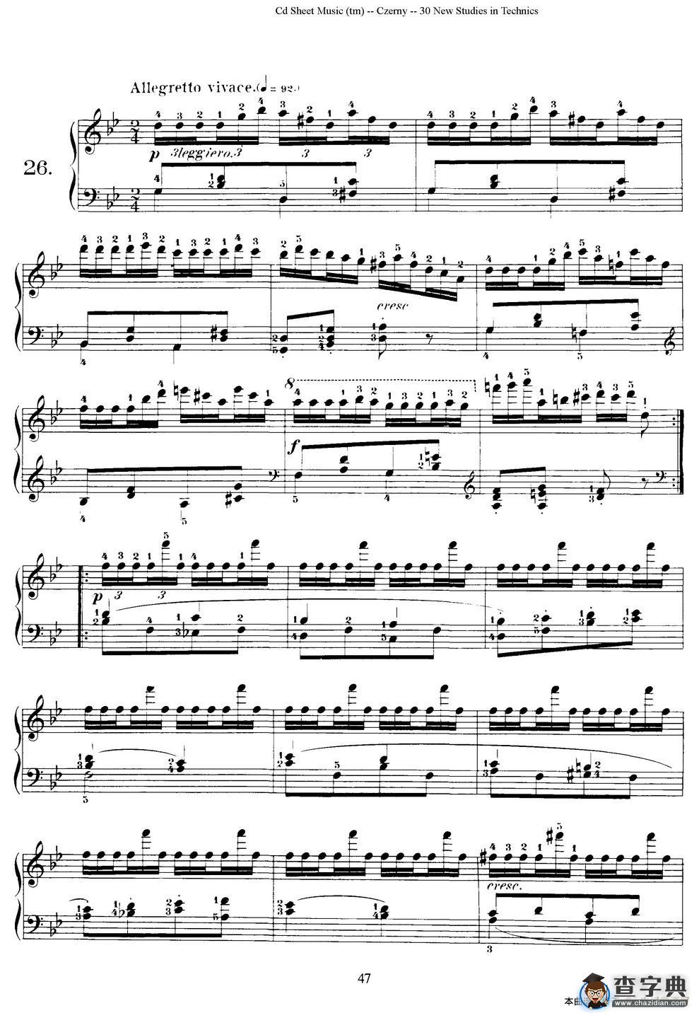 Czerny - 30 New Studies - 26（车尔尼Op849 - 30首练习曲）