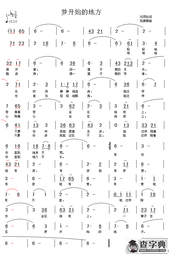 梦开始的地方（刘顶柱词 范援朝曲）