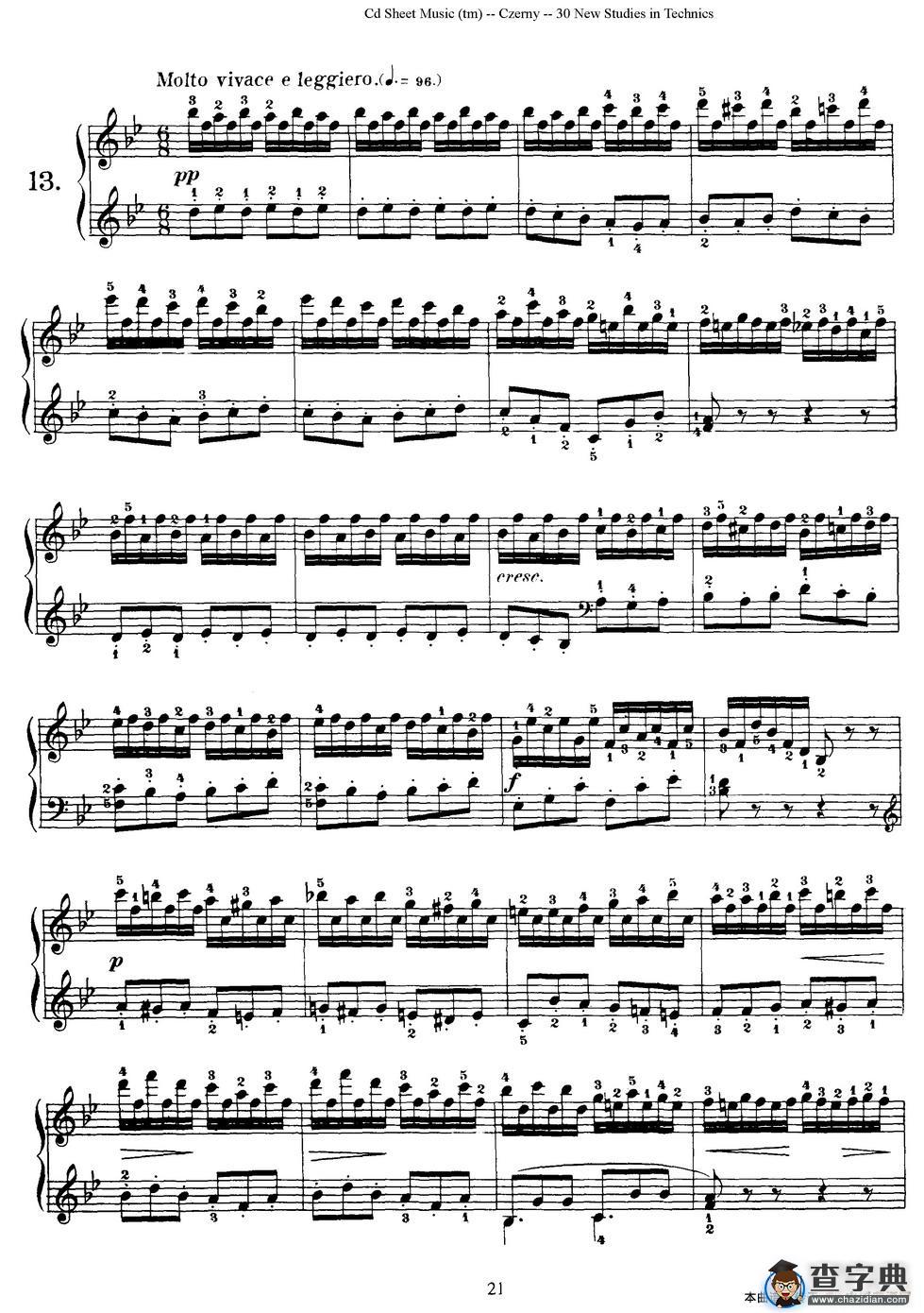 Czerny - 30 New Studies - 13（车尔尼Op849 - 30首练习曲）