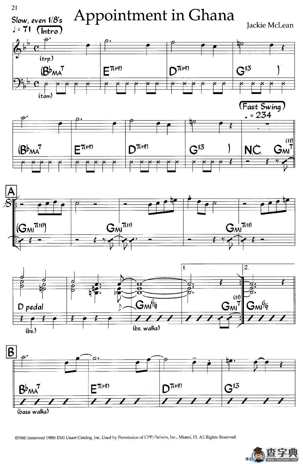 Appointment in Ghana（爵士钢琴曲）