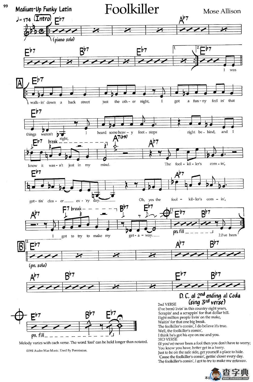 FoolKiller（爵士钢琴曲）