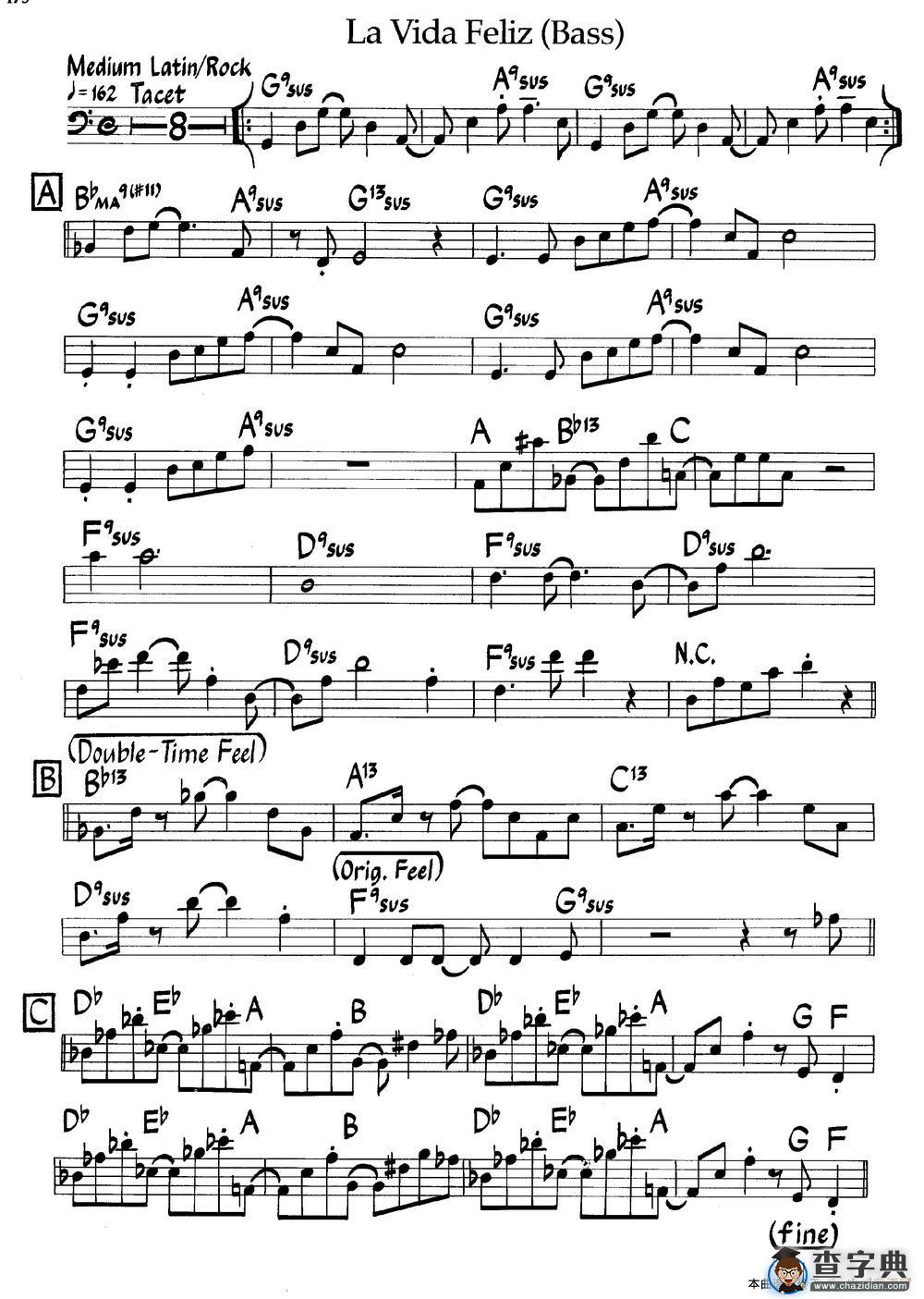 La Vida Feliz (Bass)（爵士钢琴曲）
