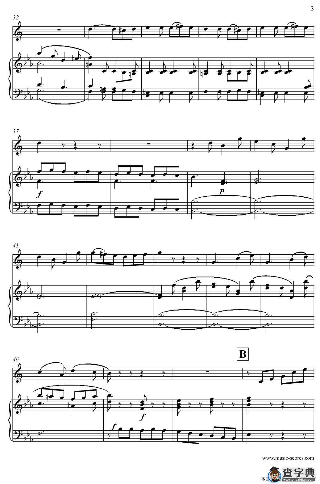 Mozart：Concerto KV495 No.4-3st Rondo 回旋曲（中音萨克斯+钢琴伴奏）萨克斯谱