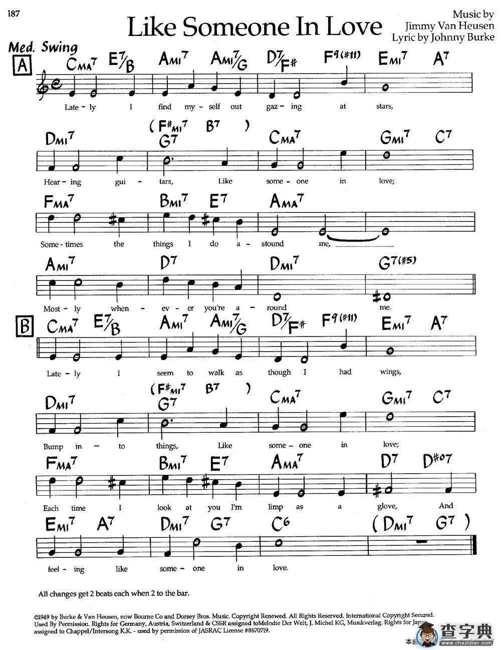 Like Someone In Love（爵士钢琴曲）钢琴谱