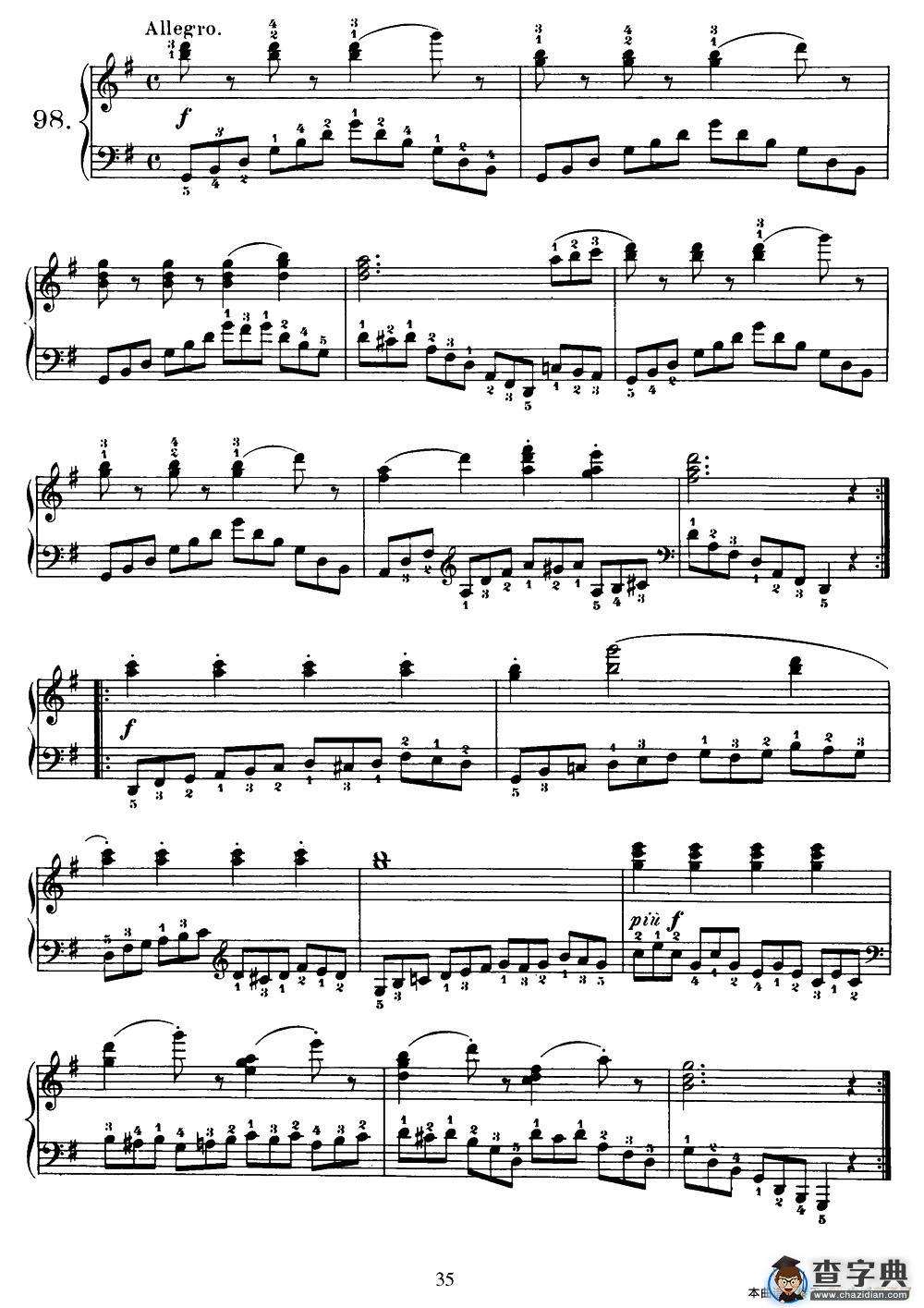 One Hundred and Ten Easy and Progressive Exercises Op.453（车尔尼110首简易练习曲 90——100）钢琴谱