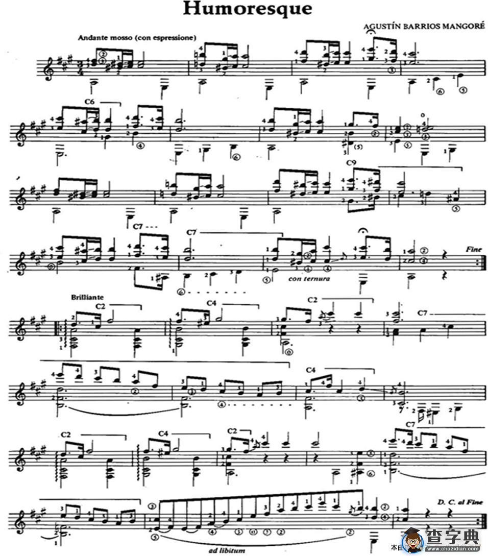 Humoresque（古典吉他）吉他谱