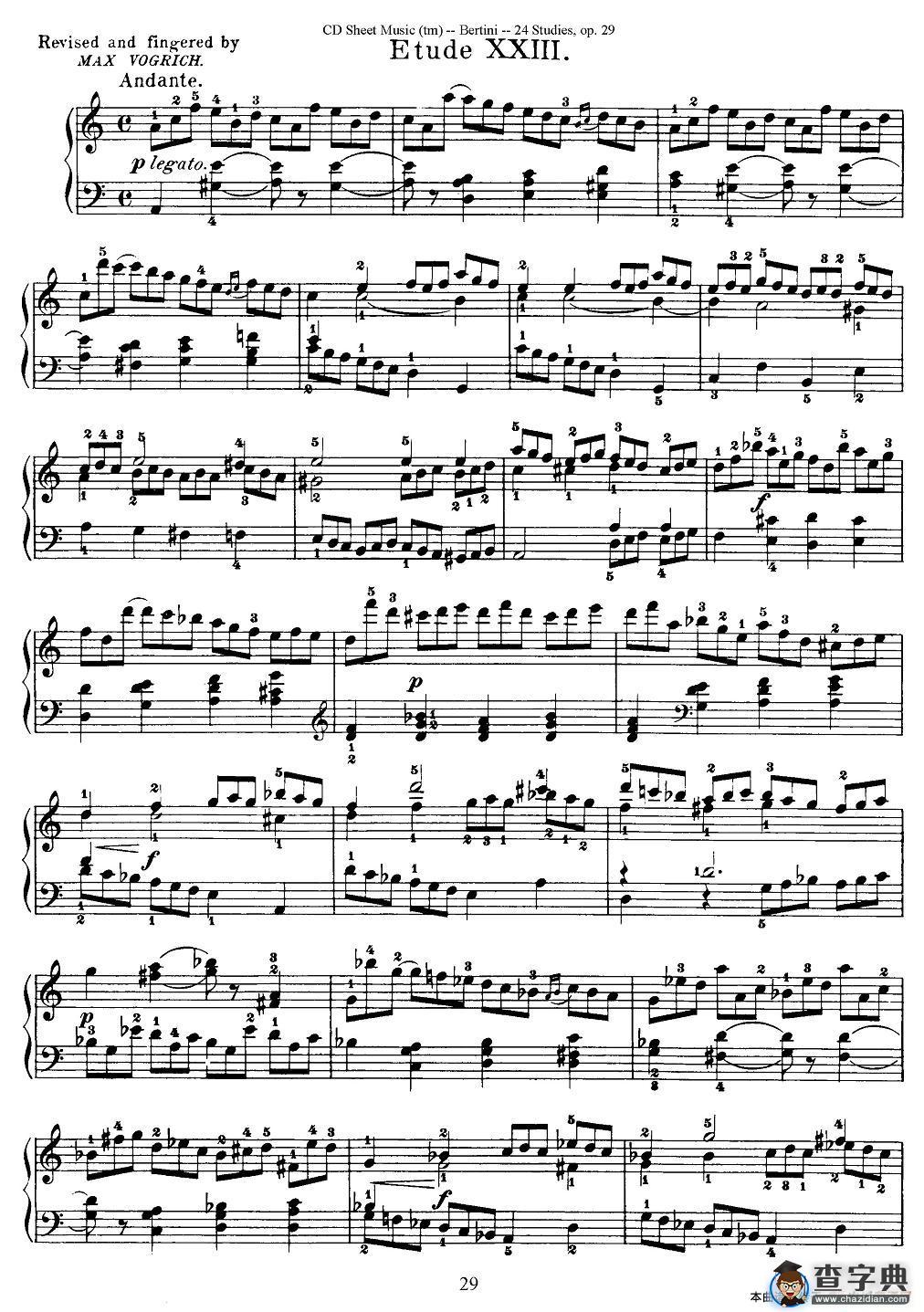 贝伦斯24首钢琴练习曲（21—24）钢琴谱