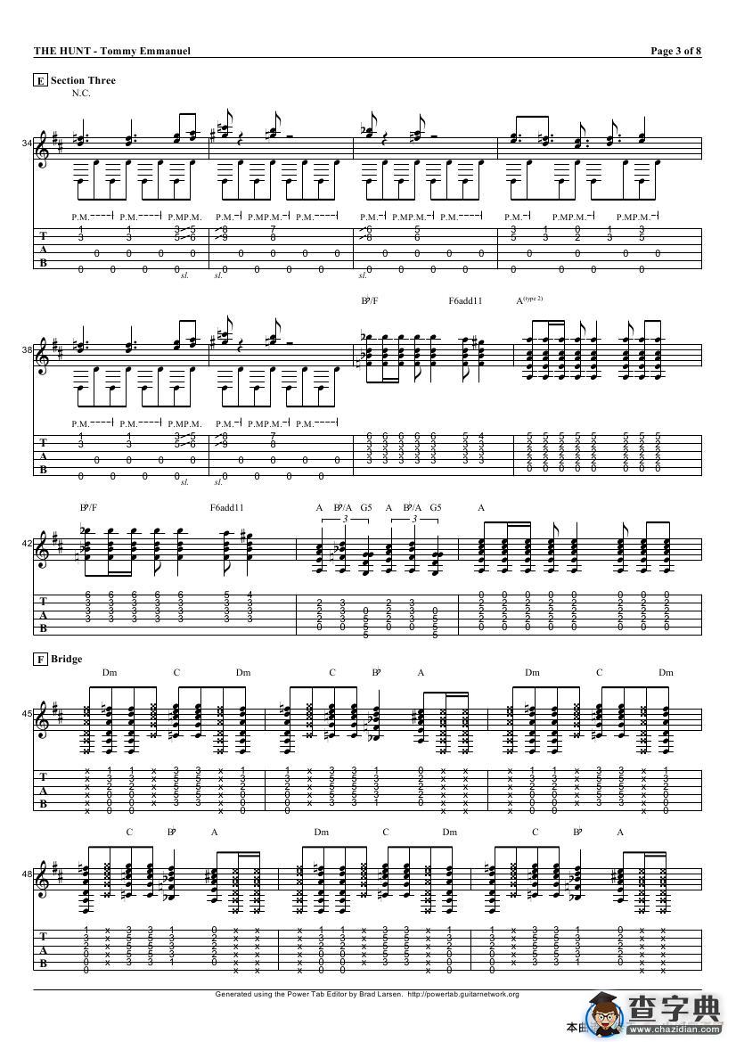 tommy emmanuel：the hunt（指弹吉它）吉他谱