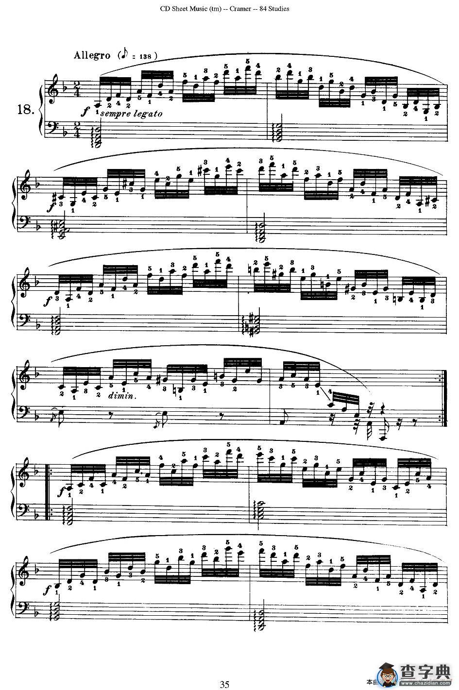 Cramer - 84 exercices（16—20）（克拉莫84首钢琴练习曲）钢琴谱