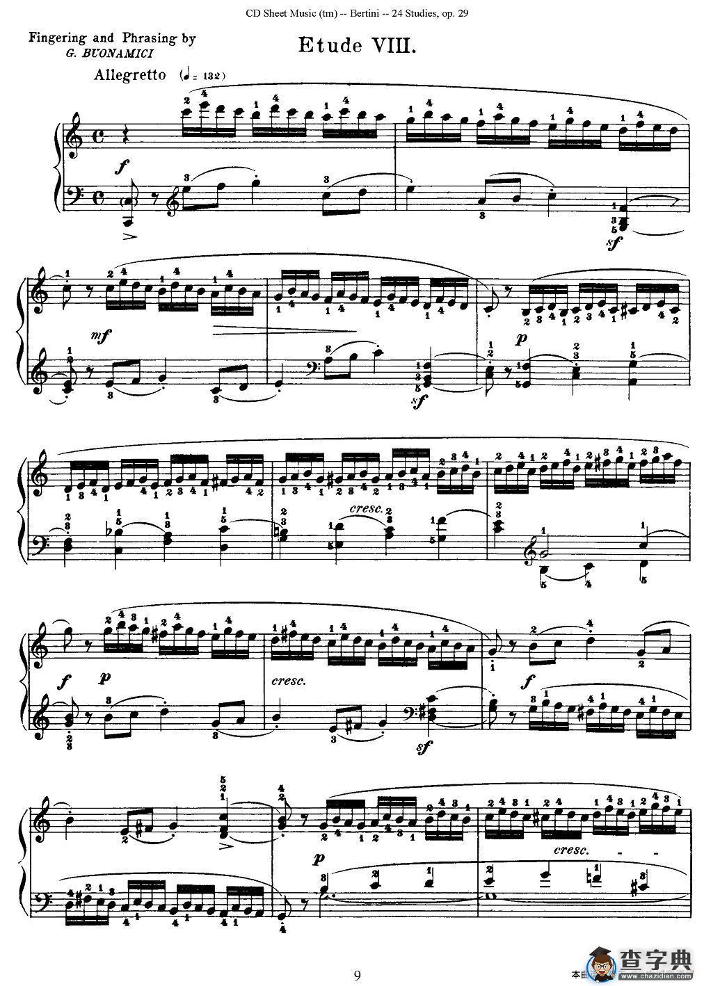 贝伦斯24首钢琴练习曲（6—10）钢琴谱
