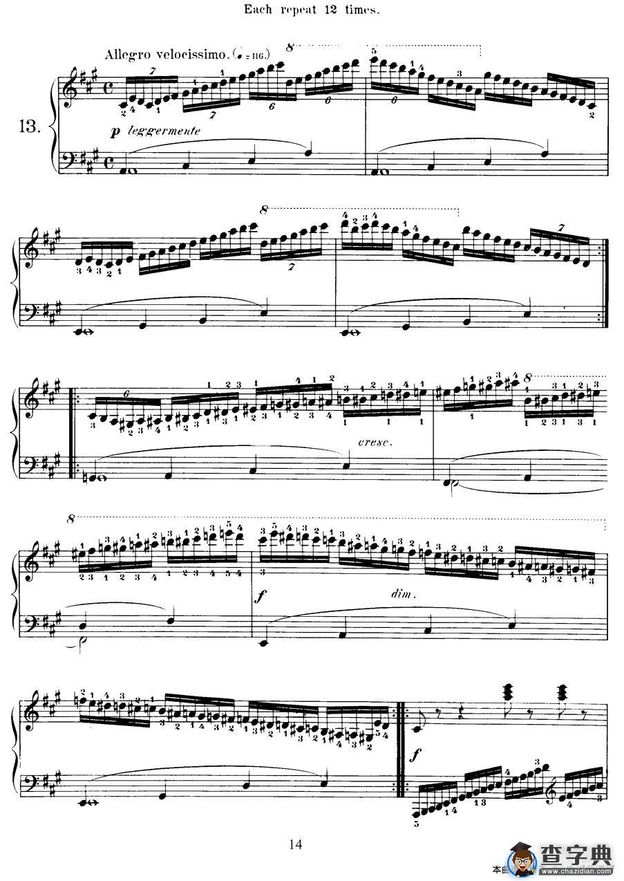 Czerny - 40 Daily Exerci Op.337（11—15）（40首日常训练曲）钢琴谱