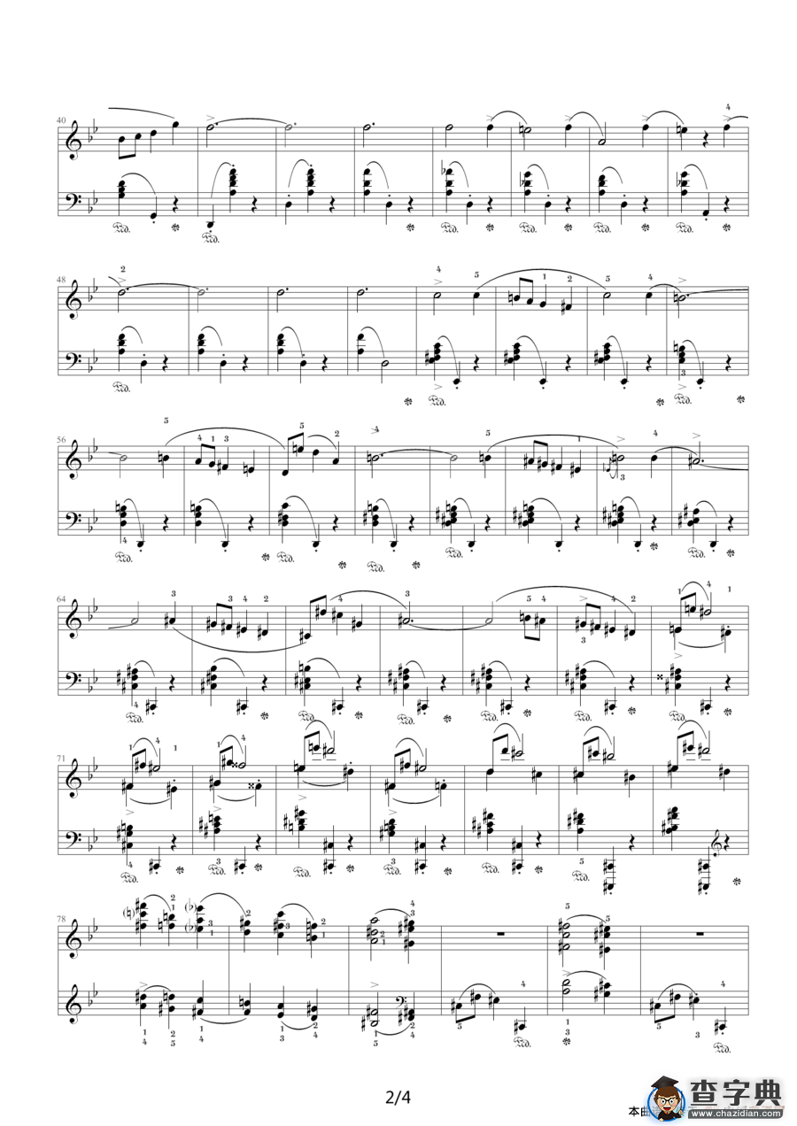 G小调夜曲，Op.15,No.3（肖邦第6号夜曲）钢琴谱
