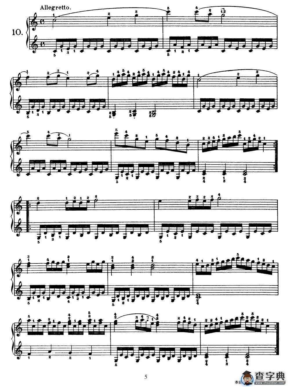 One Hundred and Ten Easy and Progressive Exercises Op.453（车尔尼110首简易练习曲 1——10）钢琴谱