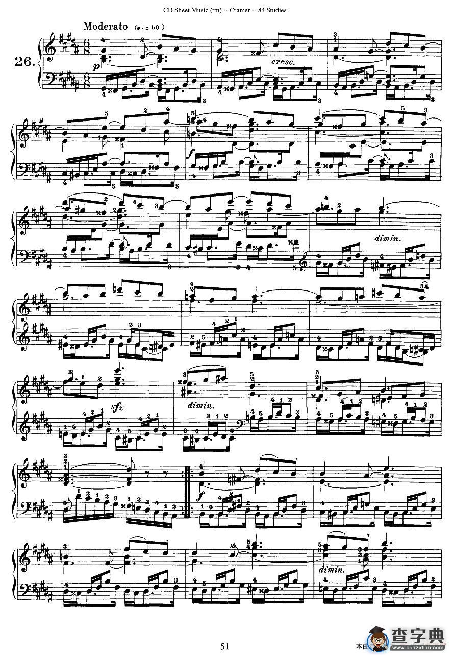 Cramer - 84 exercices（26—30）（克拉莫84首钢琴练习曲）钢琴谱