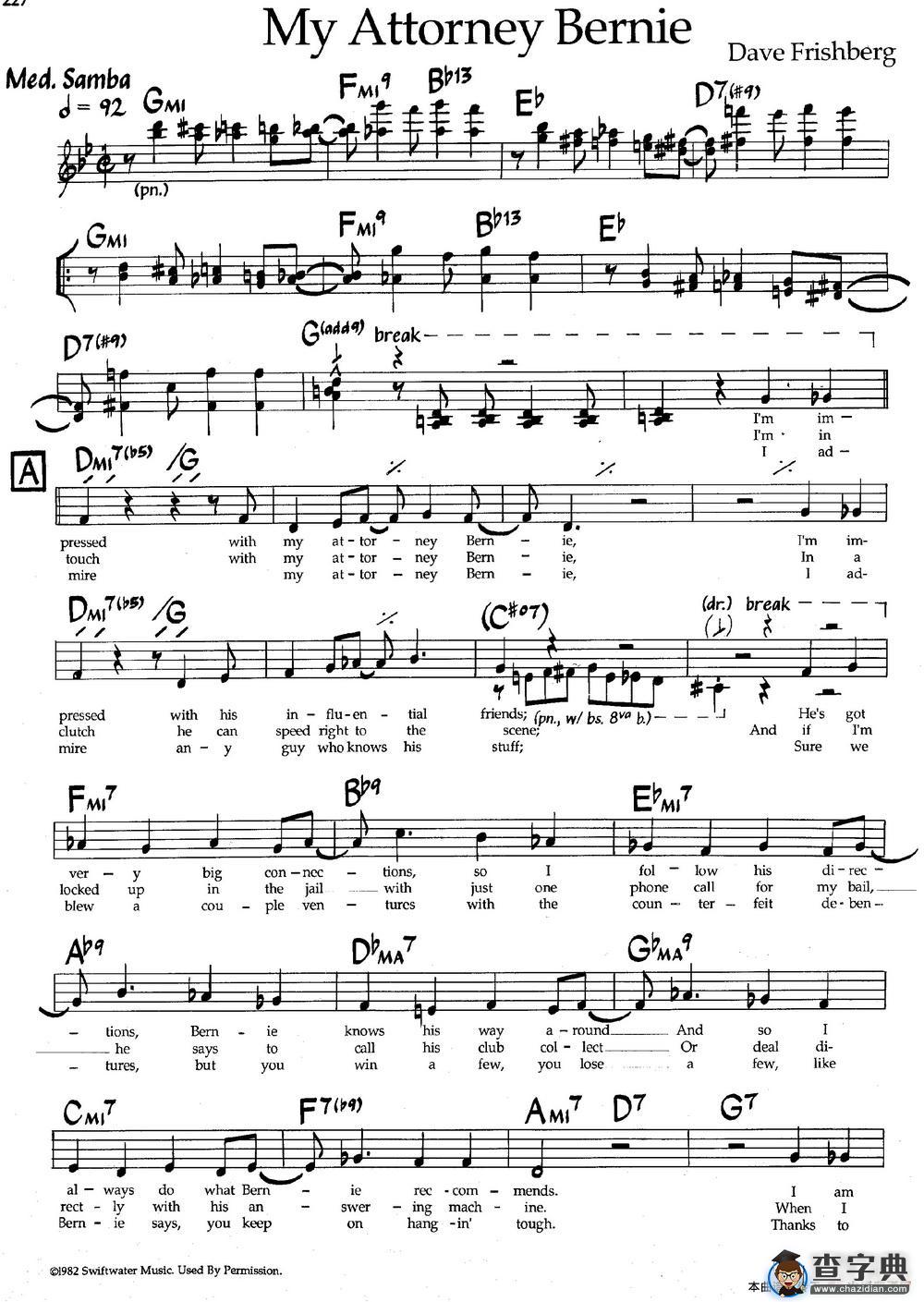 My Attorney Bernie（爵士钢琴曲）钢琴谱