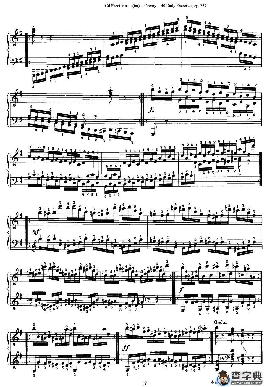 Czerny - 40 Daily Exerci Op.337（11—15）（40首日常训练曲）钢琴谱