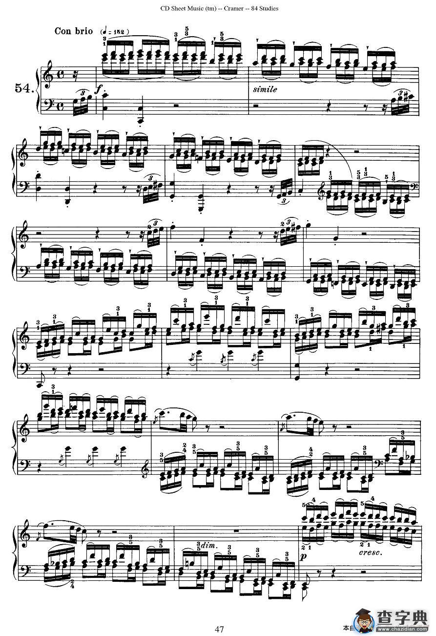 Cramer - 84 exercices（51—55）（克拉莫84首钢琴练习曲）钢琴谱
