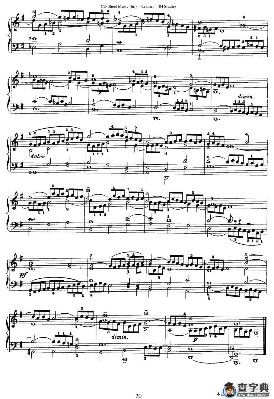 Cramer - 84 exercices（71—75）（克拉莫84首钢琴练习曲）钢琴谱