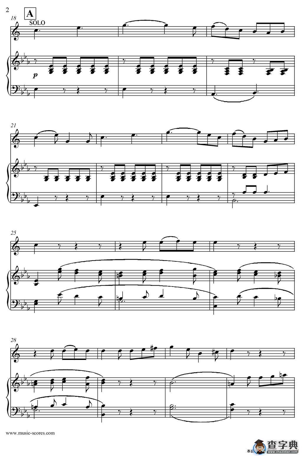 Mozart：Concerto KV495 No.4-3st Rondo 回旋曲（中音萨克斯+钢琴伴奏）萨克斯谱